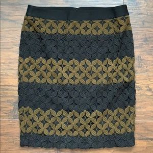 Black & Olive Crocheted Pencil Skirt